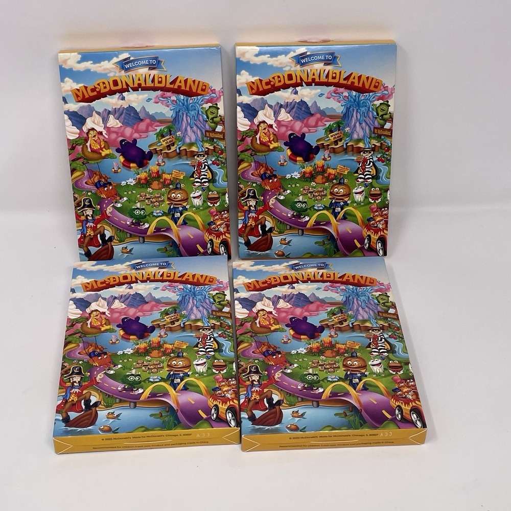 McDonald's 2025 McDonaldLand Adult Happy Meal Tins Set of‎ 4 Grimace Hamburglar